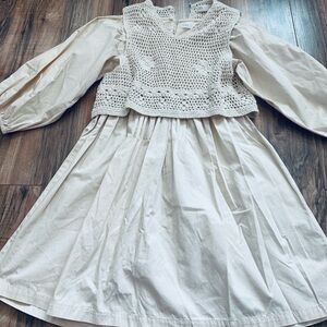 Zara Cream Kids Dress with Crochet Overlay